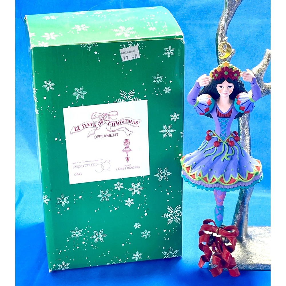 Dept 56 12 Days of Christmas Ornament 9 Nine Ladies Dancing 10" Vintage